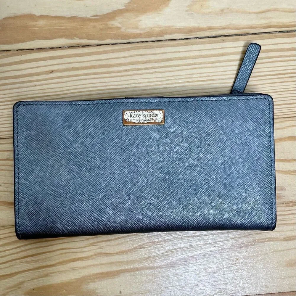CLASSIC KATE SPADE Bifold Snap Wallet W/ Zipper‎ Gold Hardware 7